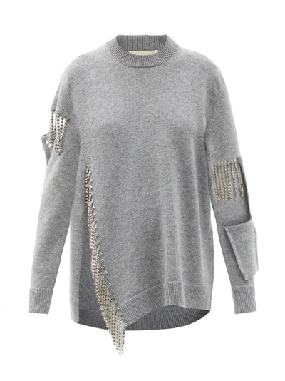 Christopher Kane Cutout Chain-embellished Virgin Wool Sweater In Magenta