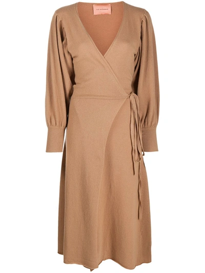 Andamane Eleanor Dress In Beige Wool In Brown