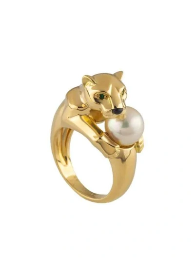 Pre-owned Cartier  18kt Yellow Gold Trouserhère Pearl Ring