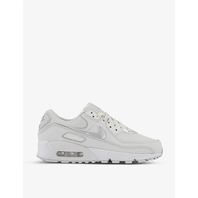 Nike Air Max 90 Leather And Textile Trainers In White/white/white