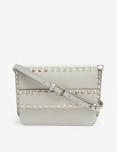 Valentino Garavani Rockstud Leather Cross-body Bag In Opal Grey