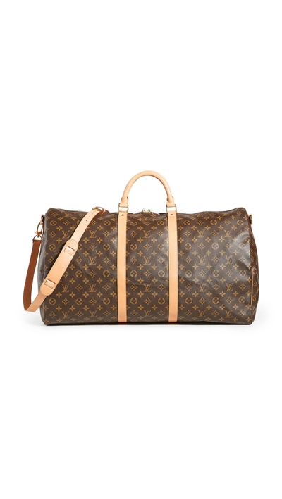 Pre-owned Louis Vuitton Mono Keepall Bando 60 Bag In Brown