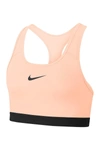 Nike Swoosh Bra In Coral-orange In Wshcrl/black