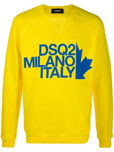 Dsquared2 Logo-print Raglan Sweatshirt In Yellow