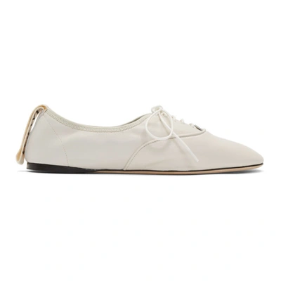 Loewe Logo-print Lace-up Leather Ballet Flats In White
