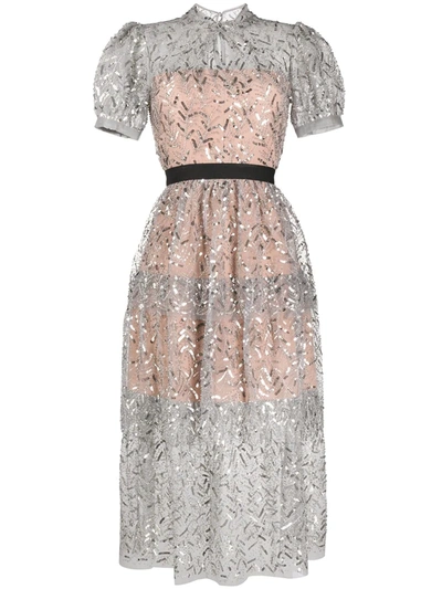 self portrait tiered sequin dress White Sequin Lace Tiered Maxi Dress  self-portrait-US