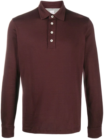 Eleventy Long-sleeved Polo Shirt In Red