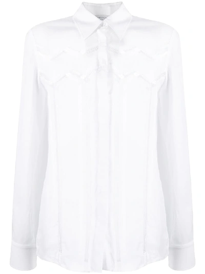 Gabriela Hearst Heather Herringbone Cut-out Shirt In White