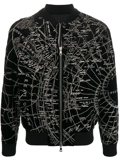 Balmain Embroidered Velvet Bomber Jacket In Black