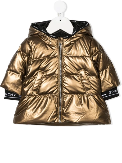 Givenchy Bronze Jacket For Baby Girl With Logo In Gold