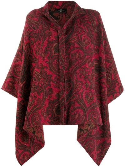 Etro Paisley Jacquard Polo Shirt Poncho In Red