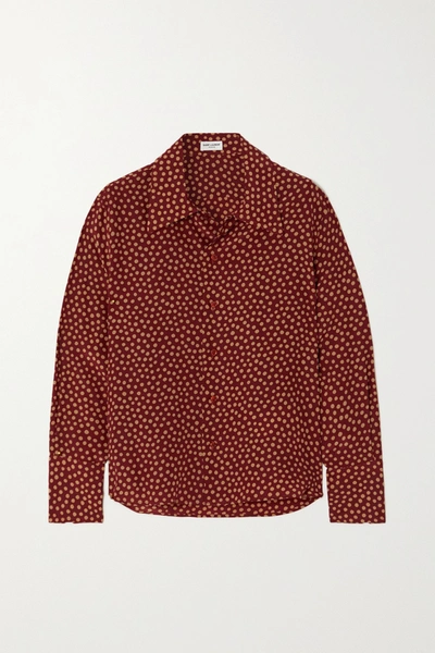 Saint Laurent Polka-dot Silk Crepe De Chine Shirt In Red