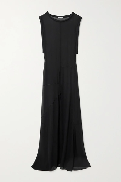 Oseree Paneled Chiffon Maxi Dress In Black