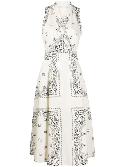 Tory Burch Belted Printed Cotton-voile Midi Wrap Dress In Ivory Americana Bandana