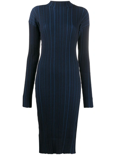 Acne Studios Ribbed Cotton-blend Midi Dress In Blue