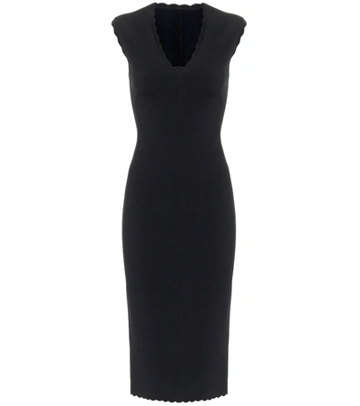 Alaïa Scalloped Knit Midi Dress In Black