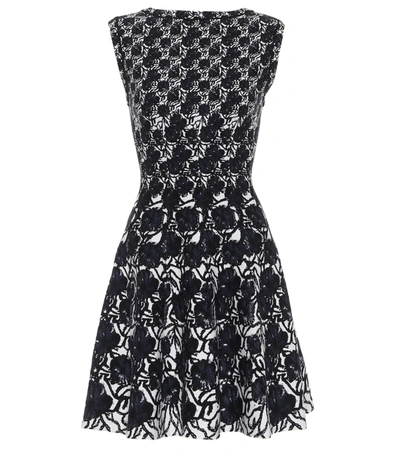 Alaïa Floral Jacquard Wool-blend Minidress In Black