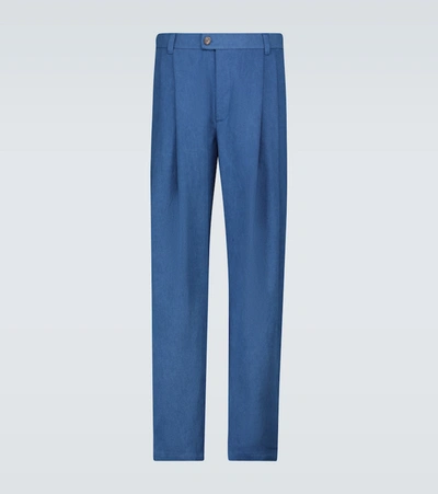 King And Tuckfield Tapered Pleated Pants In Blue