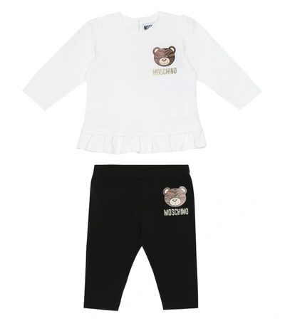 Moschino Baby Stretch-cotton Top And Leggings Set In Nero