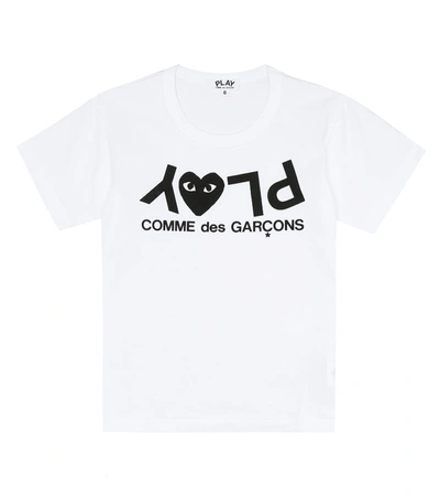 Comme De Garçons Play Play Logo Cotton T-shirt In White