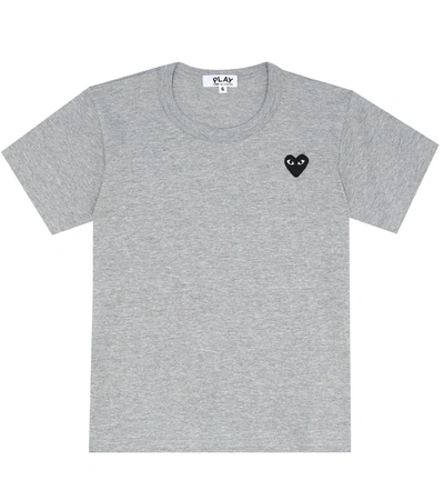 Comme De Garçons Play Kids' Heart Logo Cotton T-shirt In Grey