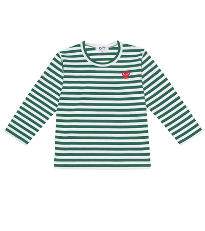 Comme De Garçons Play Striped Cotton Logo T-shirt In Multicoloured