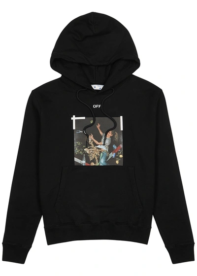 Off-white Pascal Painting Printed Hooded Cotton Sweatshirt In Black And White