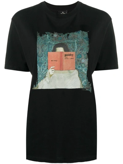 Etro Paisley Graphic Print T-shirt In Black