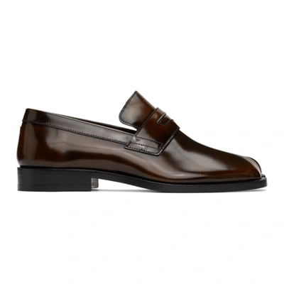 Maison Margiela Brown Tabi Advocate Loafers In Brown/black