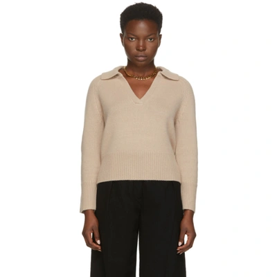 Arch4 Clifton Ivory Cashmere Jumper In Fawn