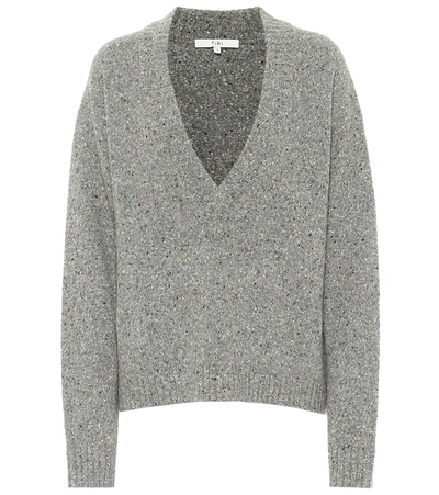 Tibi Tweedy Wool-blend Sweater In Grey