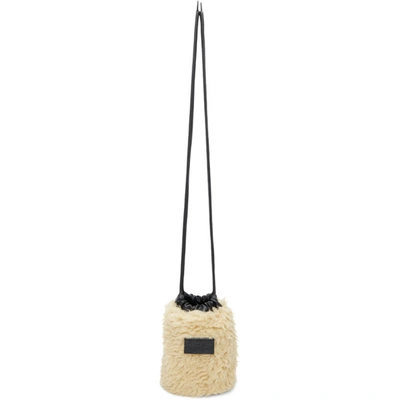 Mm6 Maison Margiela Beige Sherpa Bucket Bag In H0350 Cream