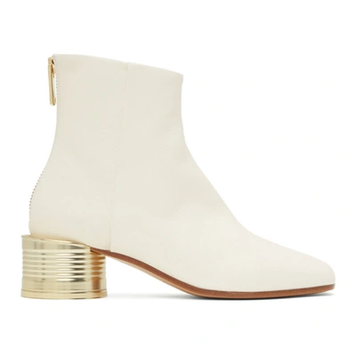 Mm6 Maison Margiela White Can Heel Boots In T1003 White