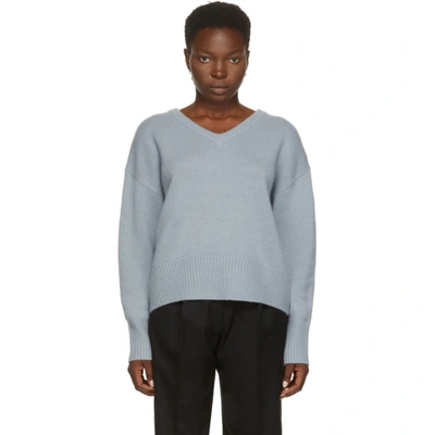 Arch4 Blue Cashmere Battersea V-neck Sweater In Cloud