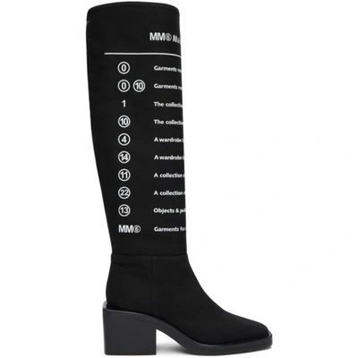 Mm6 Maison Margiela Black Print Logo Boots In H1532 Black