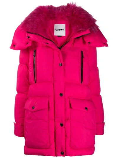 Yves Salomon Fur-trimmed Parka In Pink