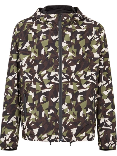 Fendi Reversible K-way Camouflage Jacket In Black