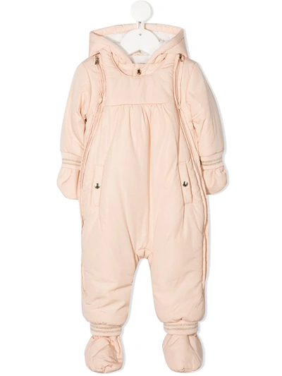 Chloé Babies' Hooded Snowsuit In Pink