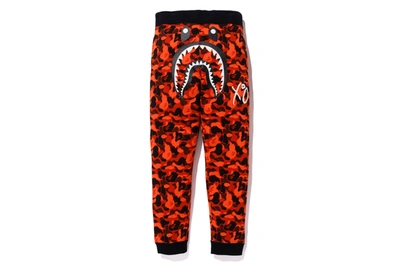 Pre-owned Bape  X Xo Camo Shark Slim Sweat Pants Orange