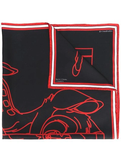 Givenchy Silk-cashmere-virgin Wool Bambi Print Scarf In Red