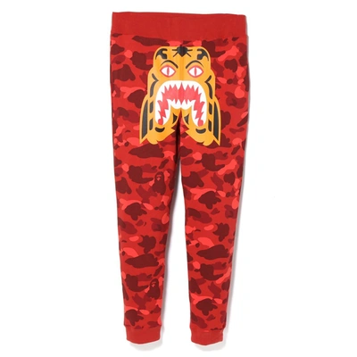 Pre-owned Bape  Color Camo Tiger Slim Sweat Pants Red