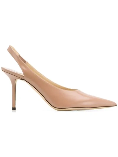 Jimmy Choo Ivy 85 Leather Slingback Courts In Ballet Pink