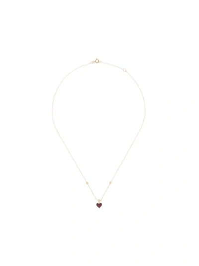 Roxanne First 14k Rose Gold Diamond Ruby Heart Pendant Necklace