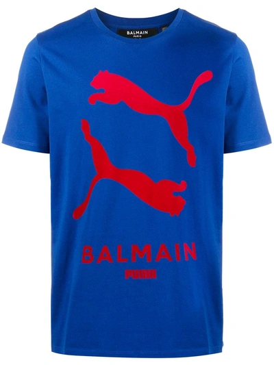 Balmain X Puma Logo T-shirt In Blue