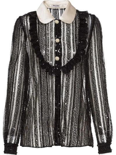 Miu Miu Sequinned Blouse In Black