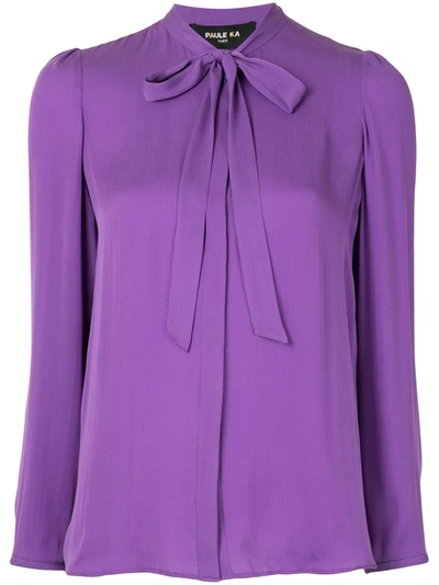 Paule Ka Pussy-bow Long-sleeve Blouse In Purple