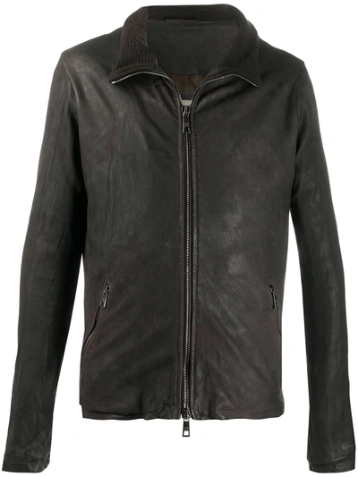 Giorgio Brato Slim Fit Leather Jacket In Brown