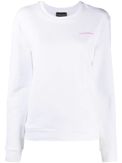 Emporio Armani Long Sleeve Love Print Jumper In White