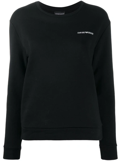 Emporio Armani Long Sleeve Logo Print Jumper In Black