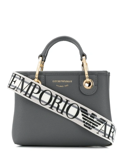 Emporio Armani Logo print Strap Tote Bag In Grey ModeSens